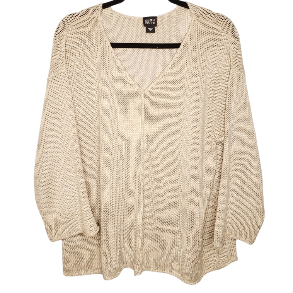 Eileen Fisher 100% Linen Knit Lightweight Sweater